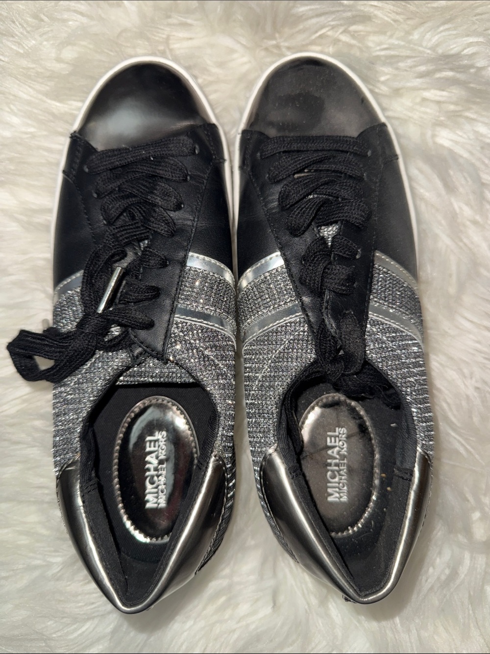 Michael Kors Black & Silver Glitter Low-Top Sneakers